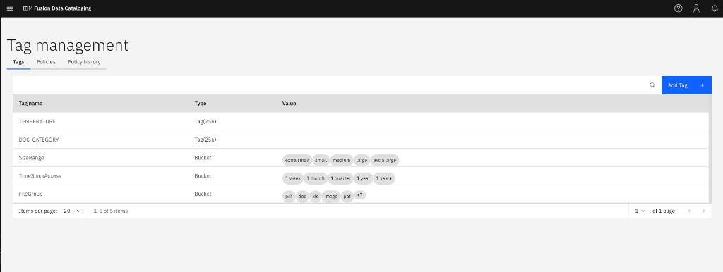 DCS Tag Management showing created tags