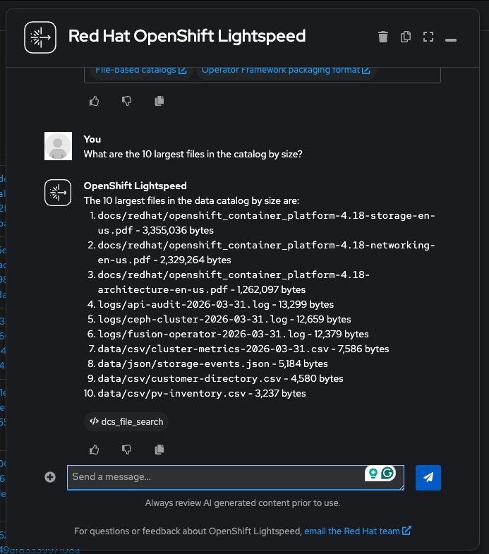 Lightspeed showing the 10 largest files sorted by size