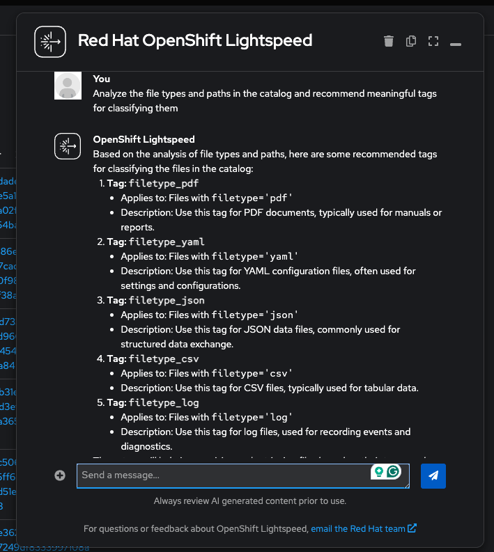 Lightspeed recommending tags based on file types
